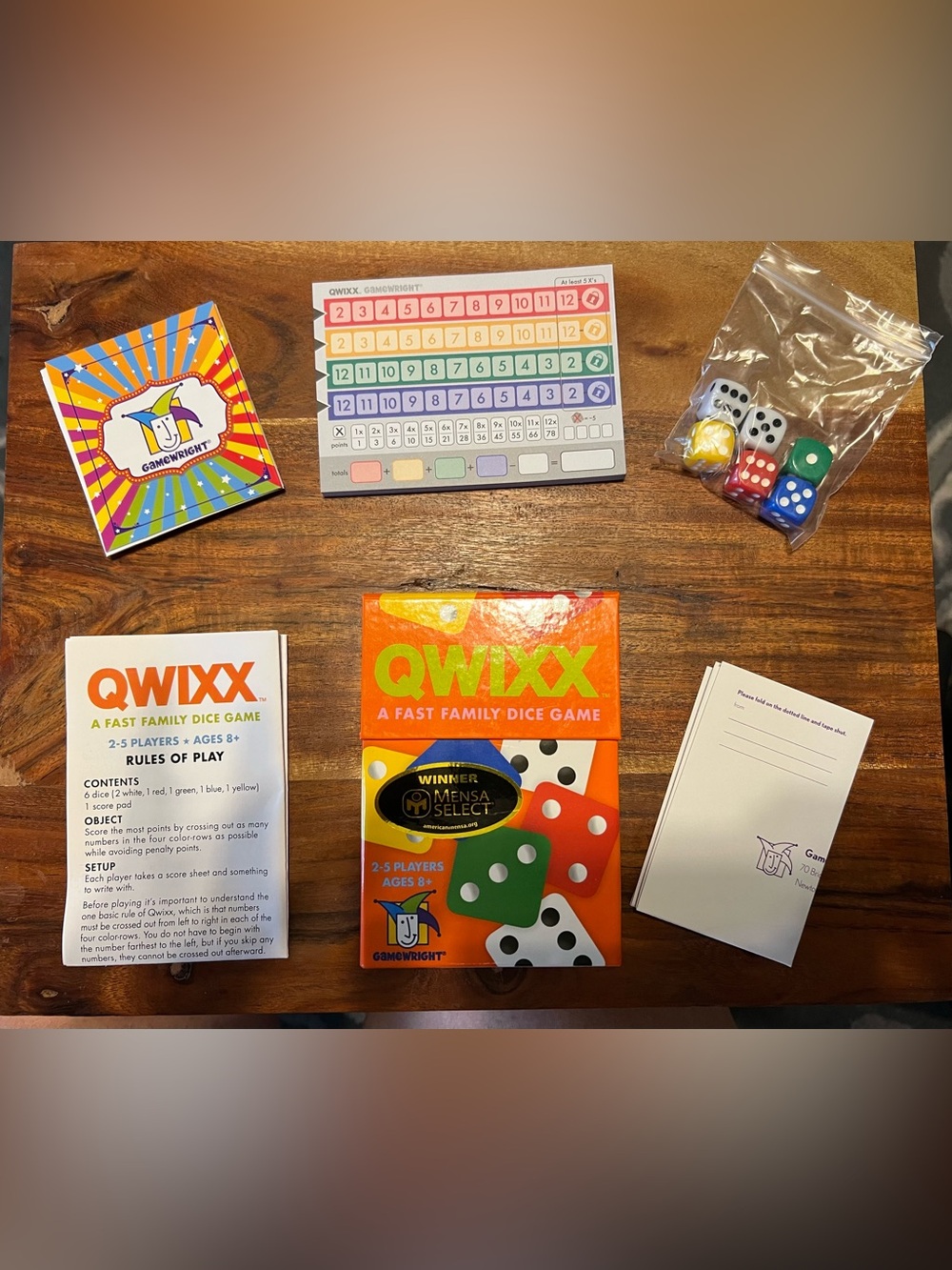 Qwixx Fast Family Dice Game Complete Unused Gamewright Ages 8+ 2-5 Players